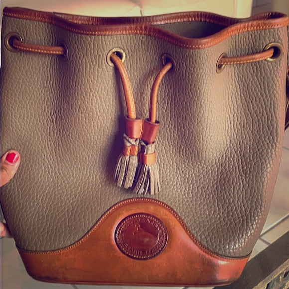 dooney bourke drawstring leather shoulder bag